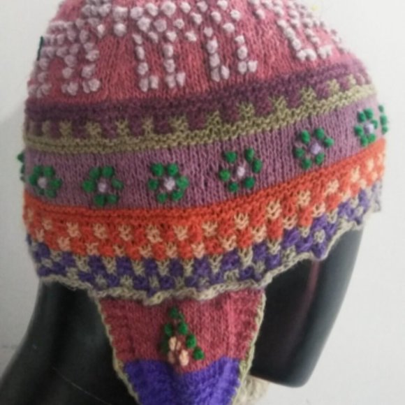 Peruvian handmade chullo - hat - hat for women - warm winter - knitted in wool main image 6